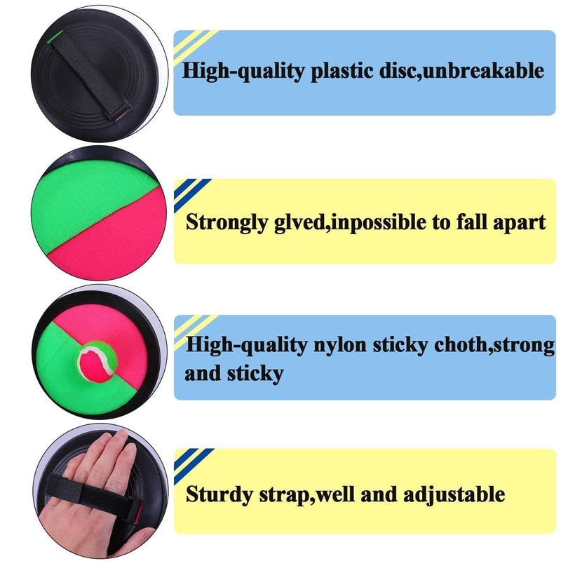 Cooraby Toss and Catch Paddle Game 5 Set Paddle Toss and Catch Ball Sport Games Suitable for Sports, Beach and Party Favor with Storage Bag, 10 Paddles and 5 Balls - Image 3